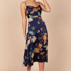 Petal & Pup Alejandra Cowl Neck Midi Dress Navy Size 6 NWT